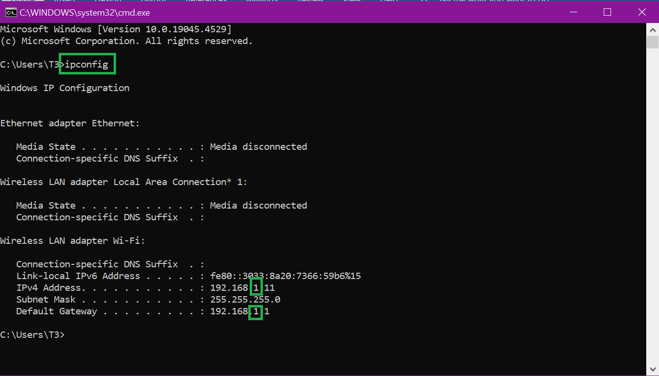 Lệnh ipconfig trong CMD