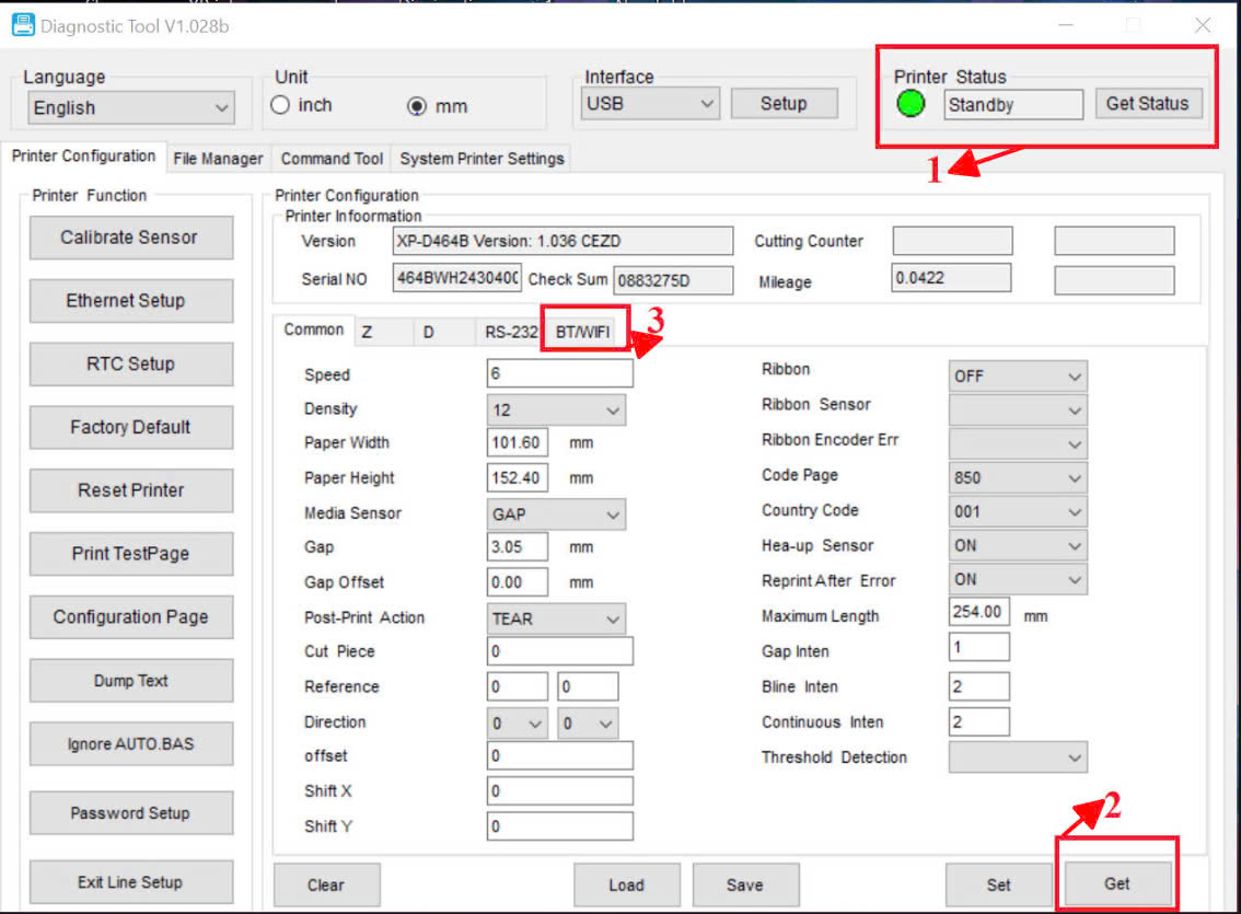 Get Status và Get thông số máy in