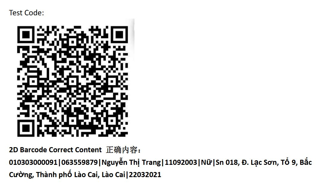 Test Code kiểm tra kết quả đọc Tiếng Việt