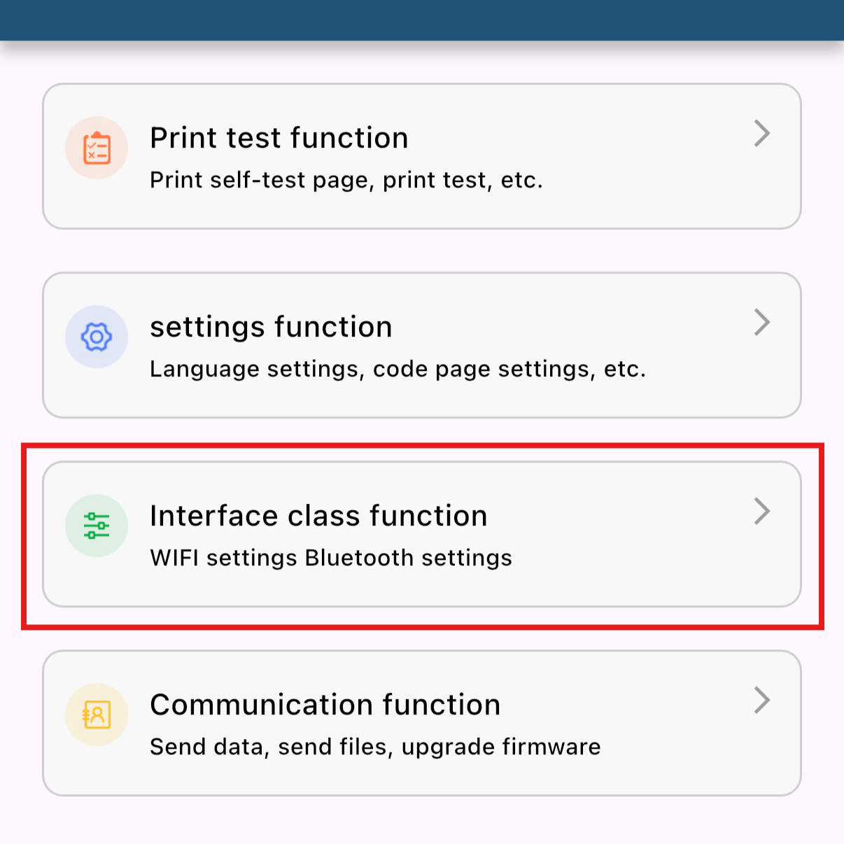 Chọn Interface class function